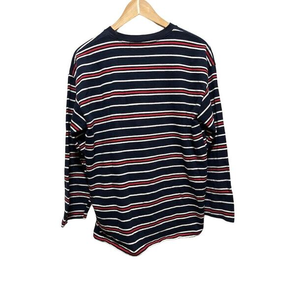 Ordinary Holiday oversized t-shirt tee long sleeved Japanese striped red blue - Picture 2 of 8